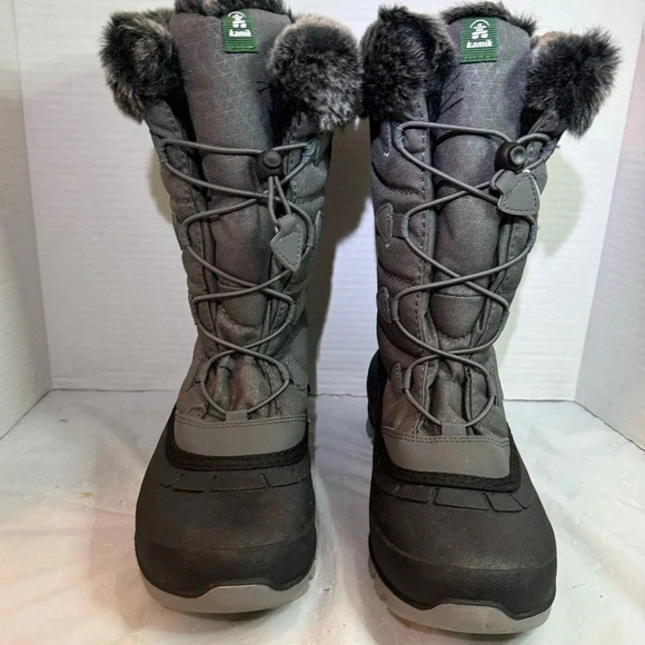 Kamik Momentum Black II Pull On Rounded Toe Waterproof Fur Trim Ankle Snow Boots - Picture 2 of 12